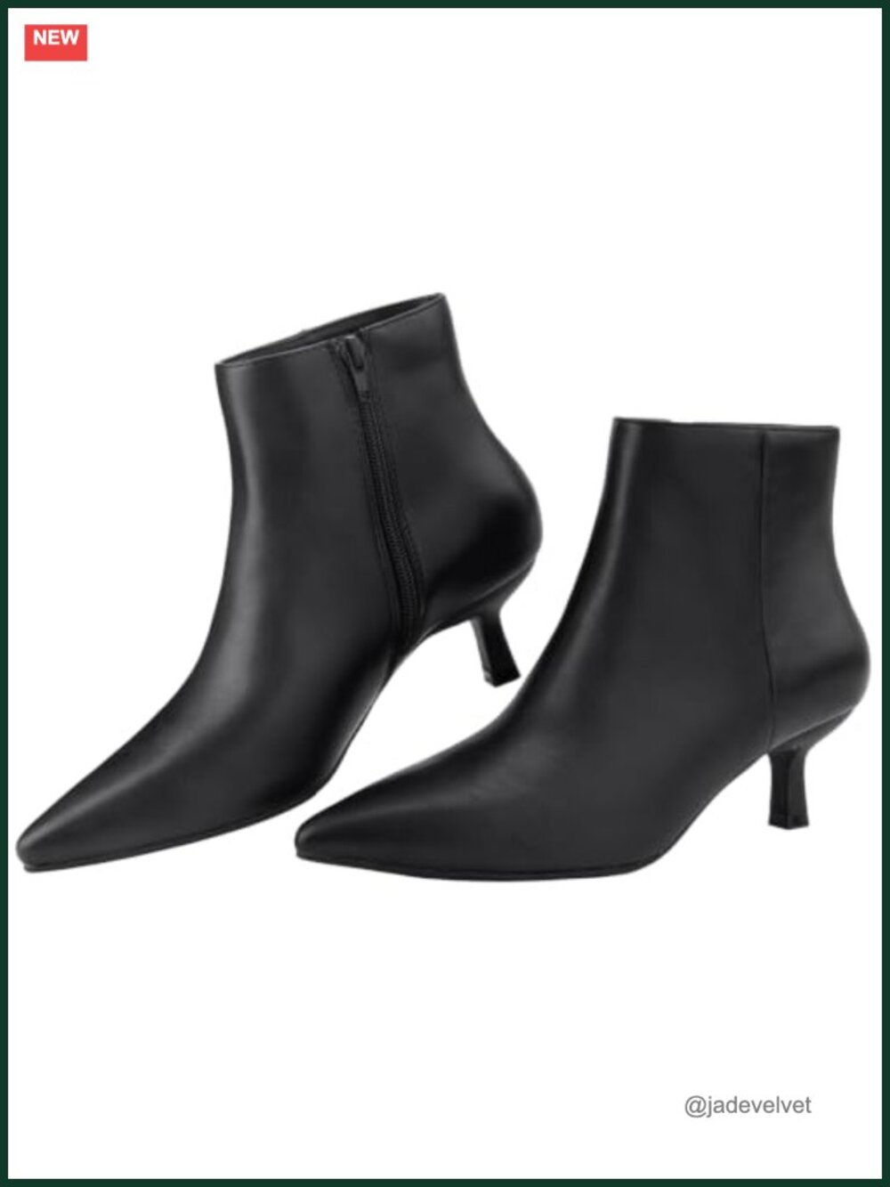 Ankis Women's Pointed Toe Kitten Heel Side Zipper Memory Foam Ankle Booties